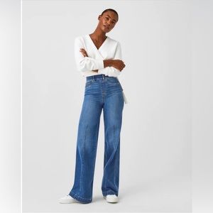 Spanx Seamed Front Wide Leg Jean Large Petite NWT